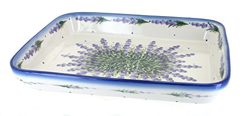 Blue Rose Polish Pottery Lavender Fields Large Rectangular Baker
