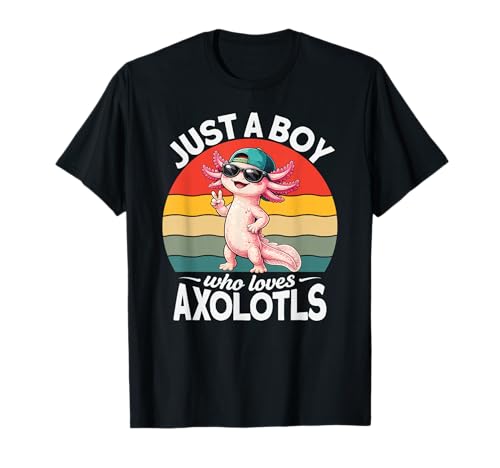 Just A Boy Who Loves Axolotls Funny Axolotl Lover Boys Kids T-Shirt