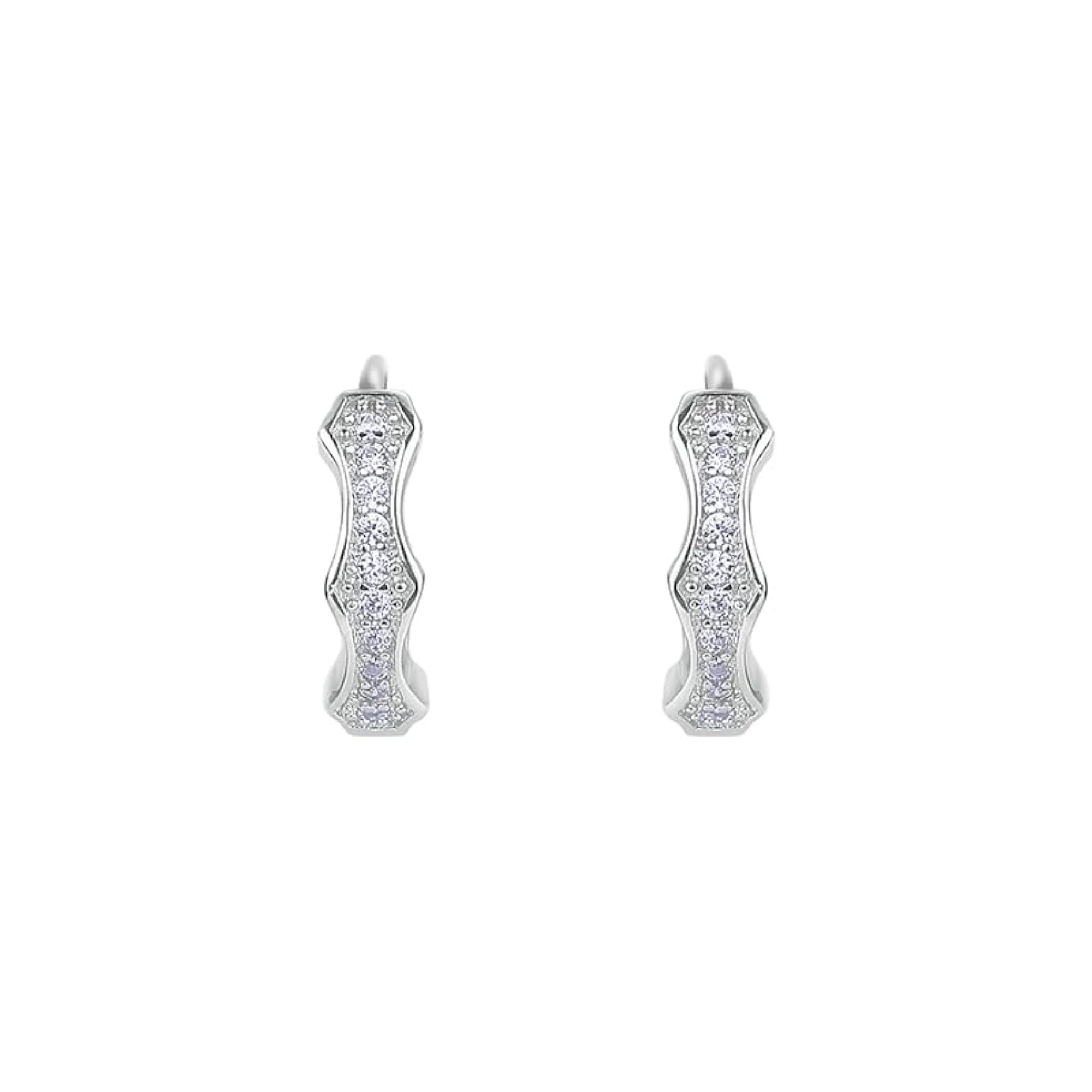 Silver Plated Cubic Zirconia Studded Wide Band Earring