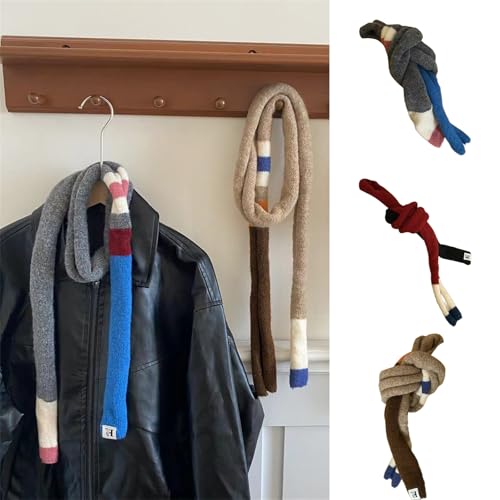 Handmade Crochet Scarf for Female Girl 2000s Long Striped Scarf Spring Autumn Knitted Skinny Scarf Neck Scarves2