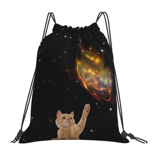 Cat Drawstring Bags Cute Gym Bag Backpack Animal Sackpack for Women Men