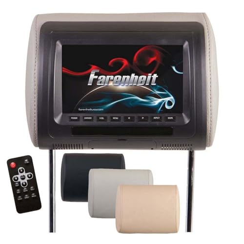 Farenheit HR-71CC Universal Replacement Headrest Preloaded with 7 Inch LCD