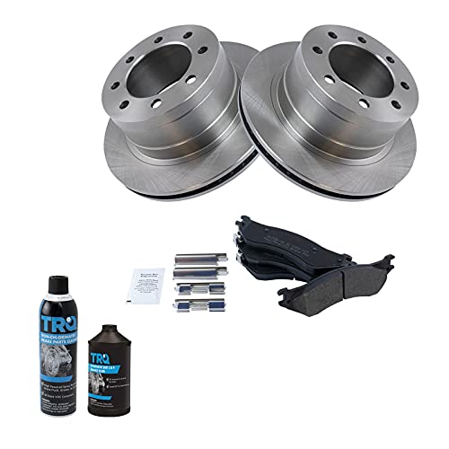 Image of TRQ Rear Brake Pad & Rotor Kit, with Chemical Kit Semi-Metallic Compatible with 2006-2008 Dodge Ram 1500 2003-2008 Ram 2500, 3500