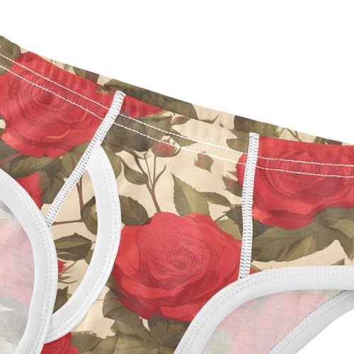 KLL Floral Pattern Red Roses Toddler Boys' Soft Underwear Cute Children Undies4
