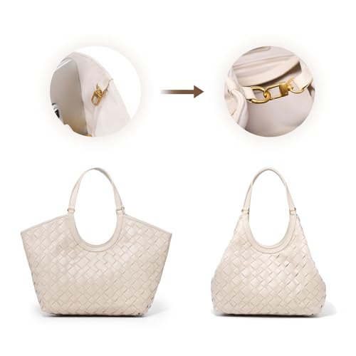 Bolsa Tote Tejida para Mujer en Cuero miniatura 3
