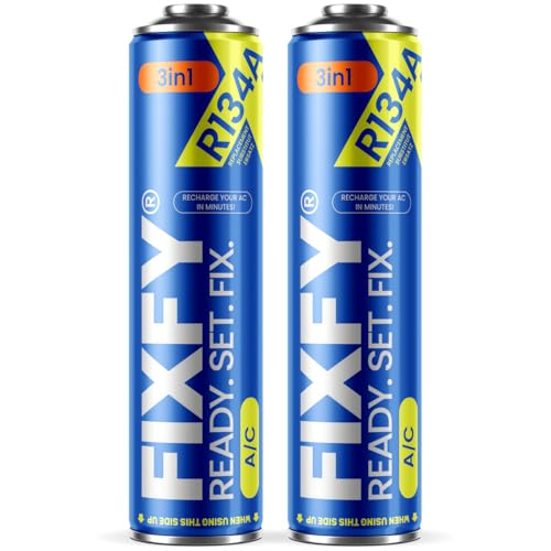 FIXFY 3 en 1 Sustituto refrigerante R134a con aceite y sellador para recarga de aire acondicionado, 2 x 500 ml, compatible con coches de 1995 a 2016