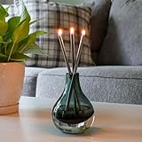 Infinity Candle in Moonlight Vase with Gold and Silver Metal Candle Sticks, Refillable with Clean, Nontoxic, Unscented Oil, Neverending Candles for Luxury Home Decor