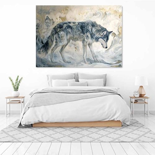 Toile loup abstrait gris grand format pour grand mur vide - 3