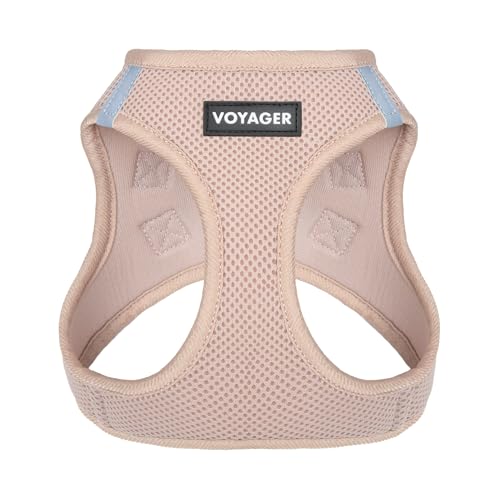 Best Pet Supplies Voyager Step-in Air Harness - All Weather Mesh, Reflective, No Pull Harness for Dogs, Cats - Secure with Hook & Loop Fastener, Buckle, Double D-Rings - Khaki, XS
