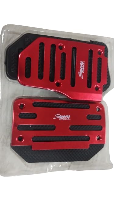 UBERSWEET® Adjustable Pedal Driver Foot Rest Pad Accelerator Heightening Pedal Extension Covers Interior Accessories Color-Red 2 Pcs