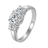 GAUEIOUR Sterling Silver Rings for Women Girls Cubic Zirconia Thumb Ring Promise Wedding Engagement Rings,Three Diamonds Sparkling Jewelry, Timeless Themed Accessories, Anniversary Jewelry Gifts