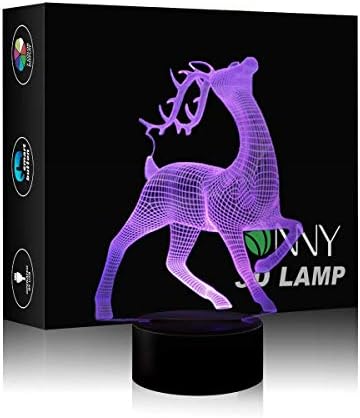 3D Illusion Deer Desk Toy Floor Lamp for Living Room Deer Feeder LED Night Lights Table Lamp Touch Switch Desk Night Lights