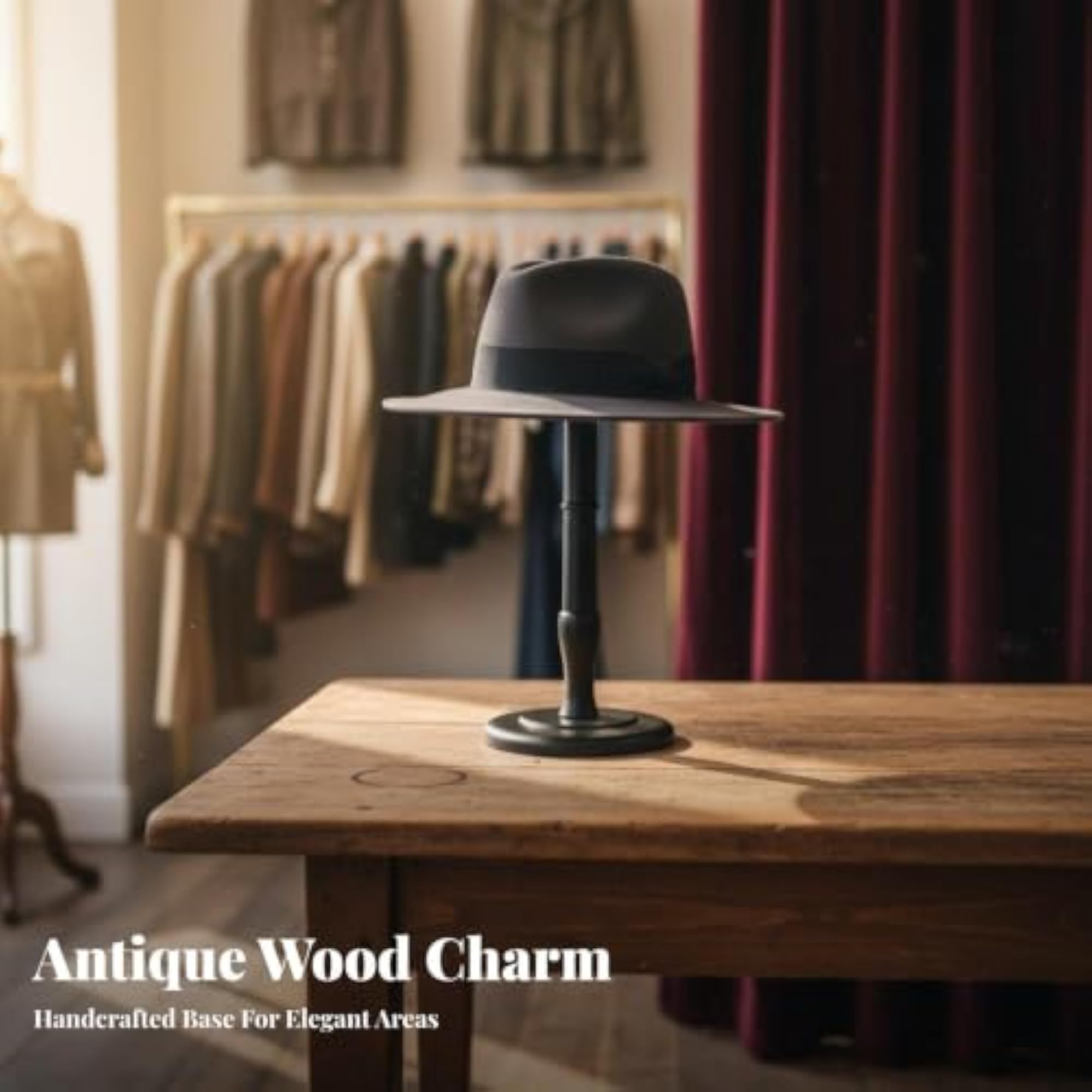 Wooden Hat Stand Decorative Prop Solid Wood Hat Form