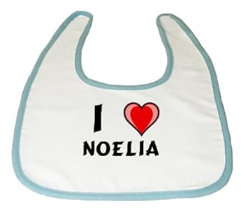 Amazon Com Bebe Babero Con I Love Noelia Nombre Apellido Apodo Borde Azul Bebes