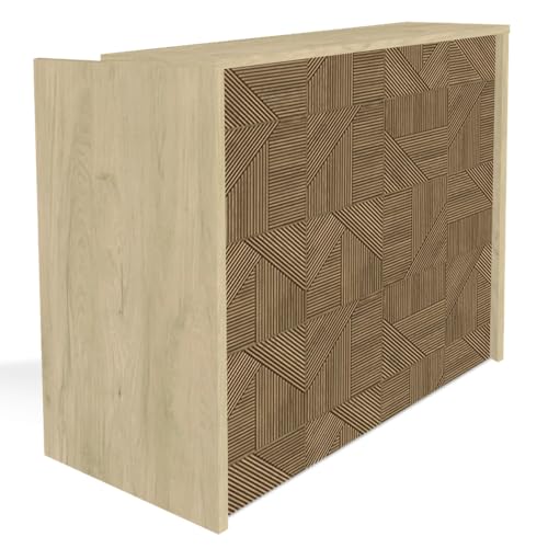 OFILIKE. Mostrador de Recepción Compact Kubic. Mesa Mostrador de Oficina, Tienda, Clínica (120cm Ancho, Estructura Roble)