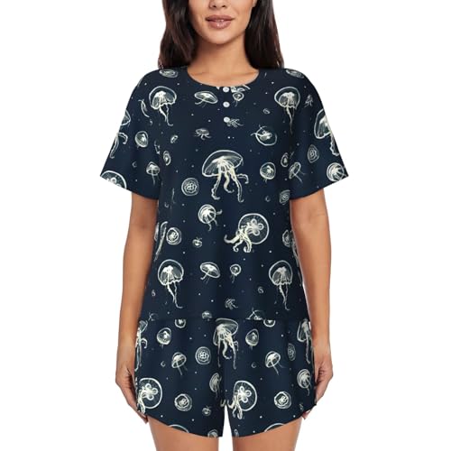 Ensemble pyjama 2 pièces doux pour femme vêtement de nuit ample décontracté à poches