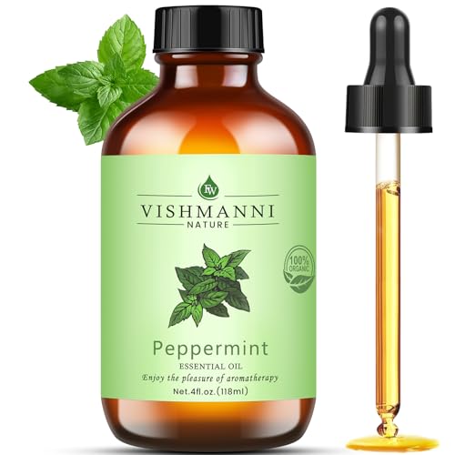 Peppermint Essential Oil, 100% Pure and Natural, 4 fl oz (118 mL), for Aromatherapy Diffuser, Air Freshener, Natural Deterrent, Skin and Hair Care