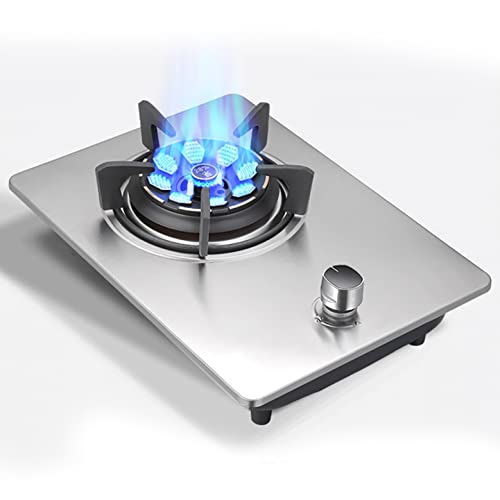 Aouoeeo Placa de Gas, Encimera de Gas, Cocina de Gas con Quemador Cocina de Gas con Quemador 30 cm Placa de cocción de Acero Inoxidable o Vidrio Templado Negro con