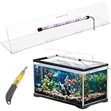 Sieral Aquarium Lids Polycarbonate Canopy with LED Light 29 x 11.38 x 0.12 inch for 20/29/37 Gallon Without Center Brace Aquariums Cover Fish Tank Lid with a Hook Knife(Clear)