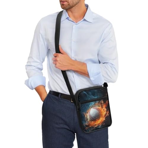 Soccer Baseball Fire Art Design Small Crossbody Bags Satchel Messenger Bag for Men3