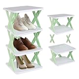 BELIHOME Schuhregal,4 Ebenen Schuhregal Outdoor Faltbares Schuhregal Organizer, Schmal Schuhschrank Kunststoffe Schuhregal Organizer Schmal für Flur Eingang Schlafzimmer