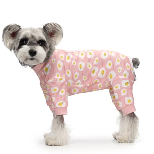 Image of Dog Recovery Suit Female Male Small Medium Dogs,Dog Surgical Recovery Suite Bodysuit After Surgery Puppy Cat Long Sleeve Onesies Bodysuit After Surgery Wound Protective (Pink Eggs, L)