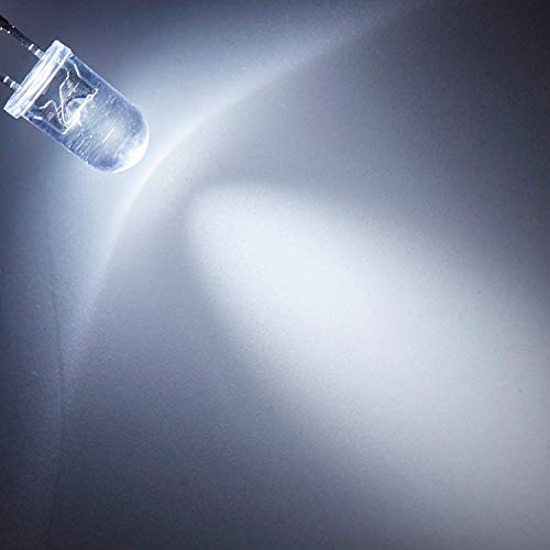Xiaoyztan 100 Pcs White Light Clear Bright Led Lamps Light Emitting Diffused Diodes 10Mm Head Diameter #TOP2