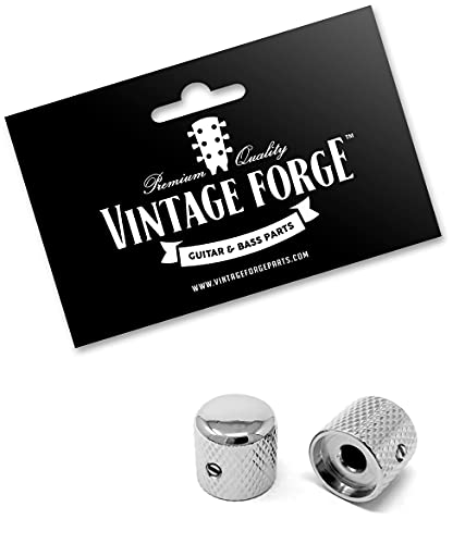 Vintage Forge Chrome Metal Dome Knobs For Electric Guitar And Bass (Set Of 2) 6Mm Shaft With Set Screw Dk50M-Chr #TOP1