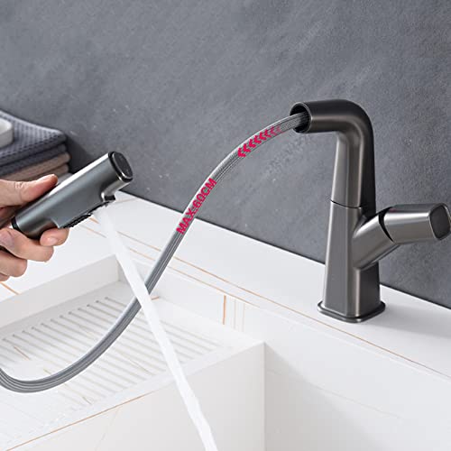Grifo de lavabo extraíble gris para un lavado de cara y cabello cómodo 2