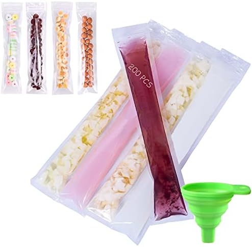 Lot De 200 Sacs à Glace à L'Eau Popsicle Sans BPA + 2 Entonnoirs - Moules Transparents