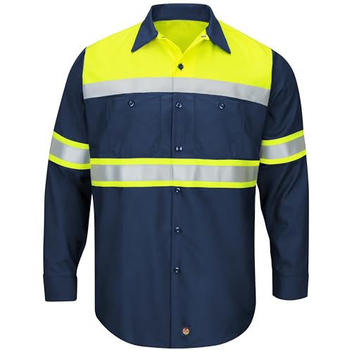 Image of Red Kap Men's Hi-vis Ls Colorblock Ripstop Work Shirt-Type O, Class 1