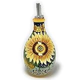 CERAMICHE D'ARTE PARRINI - Italian Ceramic Art Pottery Cruet Vinegar Decorated Sunflower Hand Painted Made in ITALY Tuscan
