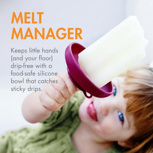 Boon Drizzle Ice Pop Holders for Kids - Includes 2 On-The-Go Travel Cases - Catches Drips Before They Drop - Frozen Pop and Ice Cream Holder for Summer Days and Birthday Ice Pop Party - 4 Count