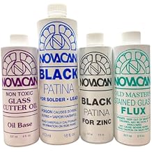 Chemical Set for Stained Glass Projects Black Patina for Lead & Zinc & Flux + Cutter Oil
