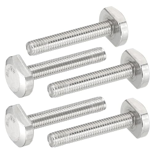 PATIKIL Pernos De Ranura En T M6 X 35 Mm, 5 Pcs Acero Inoxidable 304 Pernos De Inserción En T Tornillos Deslizantes Roscados Métricos Cabeza De Martillo Para Riel En T, Plateado