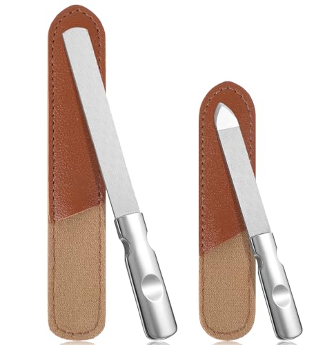 Nail File Metal, 2 Pack Dual-Sided Metal Nail File for Men, Women (Silver)