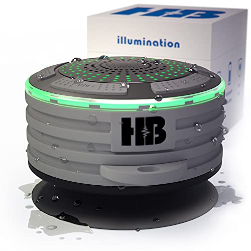 HB Bluetooth Shower Speaker Illumination 2.0 – Waterproof Bluetooth Speaker – IPX7 Waterproof, Shockproof, Dustproof with LED Lights – Bluetooth 4.0 Pairs with Phones, Tablets, Computer and Radio.