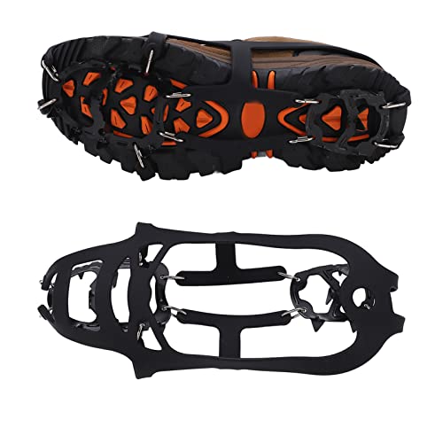Generic 1 Pair 18 Teeth Ice Shoe Grips Antislip Walk Traction Cleat Snowshoe Grips Antifall Shoe Cover Snow Claw for Winter Climbing Hiking and Fishing (L Size: Suitable for 38?46 EU Size)