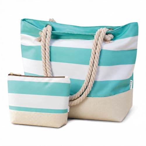 Image of Vavabox Initial Beach Tote Bag for Women, Water-resistant Gifts for Women | Soft Foldable Sandproof Travel Beach Bag Set, Birthday Gifts for Daughter