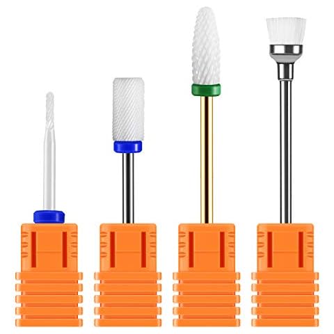 JCMaster 3Pcs Ceramic Nail Drill Bits For Removing Acrylic Nails, Gel Nails, Cuticles and Thinning Extra Thick Nails, 3/32'' Universal Size,Durable, Premium Manicure Bits for Nail Care and Nail Design Cover