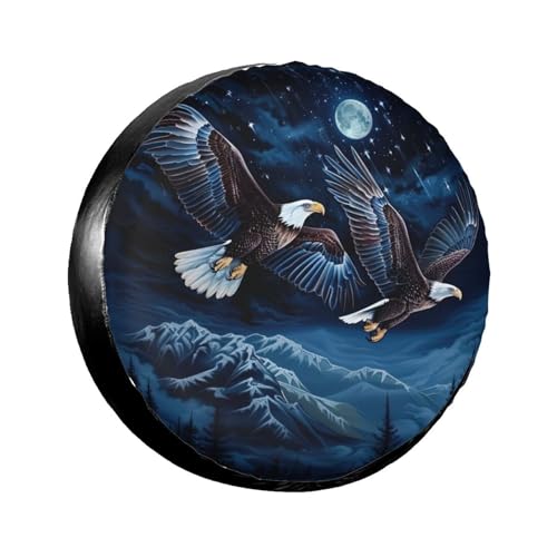 LOJAOGON American Flag Eagle Blue Spare Tire Cover Wheel Protectors Dust-Proof Wheel Tire Cover Fit Trailer, Rv, Sand Many Vehicle 17inch