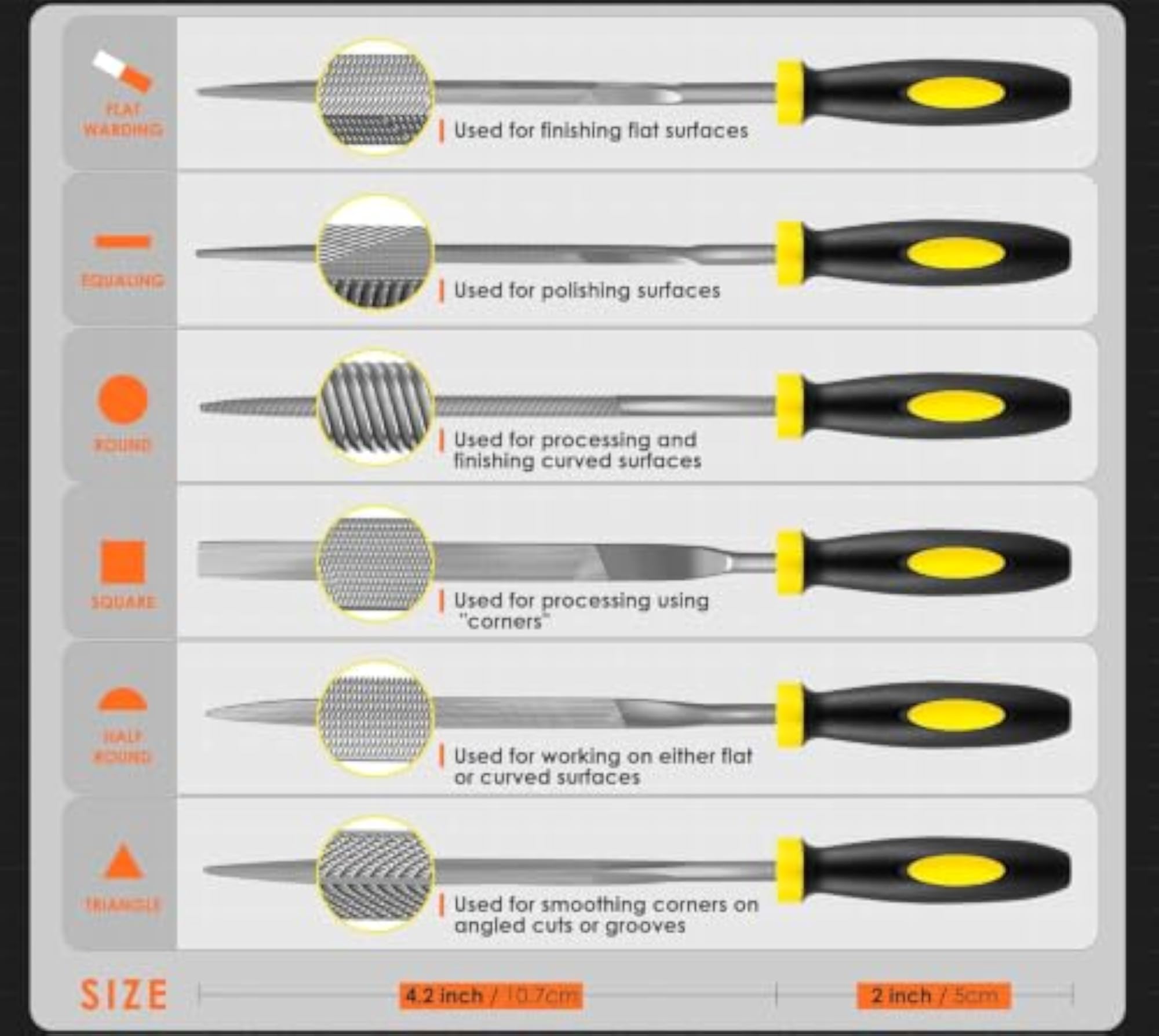 6Pcs Needle File Set with Handle, Precision Rasp Files