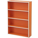 山善 本棚 コミック収納ラック 4段 幅60×奥行17×高さ89cm オレンジ 耐荷重50kg CMCR-9060(OR)