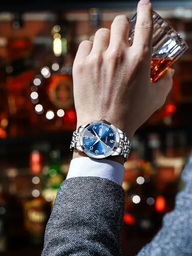 Image of OLEVS Watch for Men Luxury Dress Analog Quartz Stainless Steel Waterproof Luminous Date Diamond Business Two Tone Casual Wrist Watch