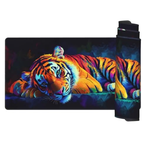 Tapis de Souris Tigre Tapis Souris XXL, 800 x 400 x 3mm Cool, Grand Tapis de Souris Gamer sous Main Bureau Imperméable et Antidérapante Tapis Bureau, Tapis de Souris pour Maison, Gamer, Bureau gq74