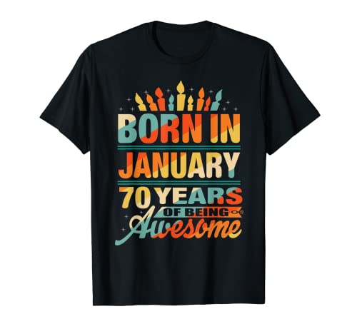 Enero 1952 70 Años 70 Cumpleaños Regalos Vela Gráfico Camiseta