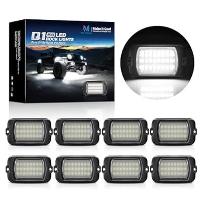 MICTUNING Q1 Max White Rock Lights, 8 Pods Super Bright Pure Underglow Light Kit, IP68 Waterproof for Truck Car ATV UTV Golf Cart (2 Year Warranty)