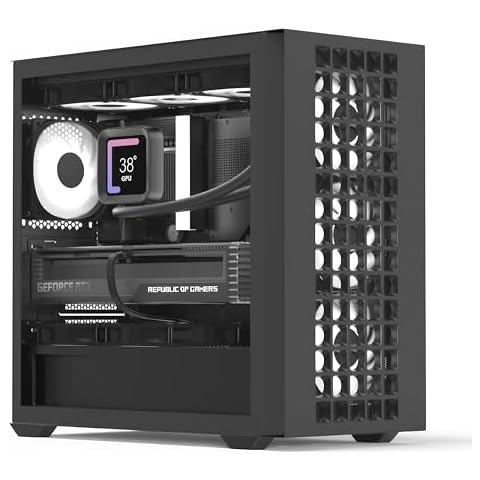 AeroCool D302A Mini Tower Case, 360mm Radiator Support, 11 Fan Slots, 410mm GPU, Backward-Facing m-ATX/Mini-ITX Motherboard, USB Type-C, Magnetic Dust Filter, Mesh Front Panel, Compact Build, Black Cover