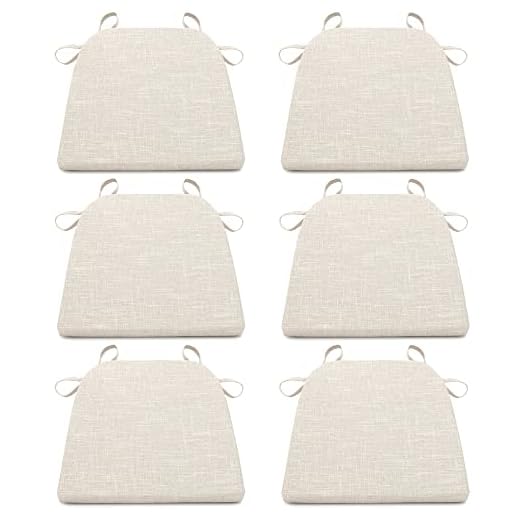 Tromlycs Kitchen Chair Cushions with Ties for Dining Room Chairs Seat Pads Set of 6 Farmhouse 16x16.5 inch White Beige