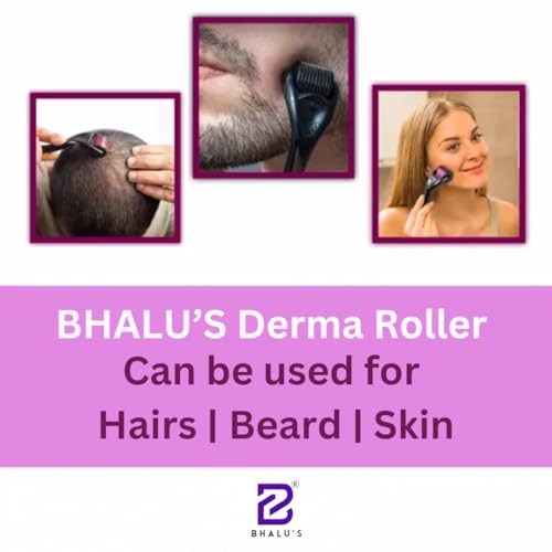 Image of BHALU'S Derma Roller 0.5mm for Face Acne Scars, Hair Regrowth, Skin Ageing | 540 Titanium Micro Needles | Reduces Fall, Stimulates Hair Follicles | Anti-Aging Scar Removal Treatment Facial Kit ( 1 Roller )